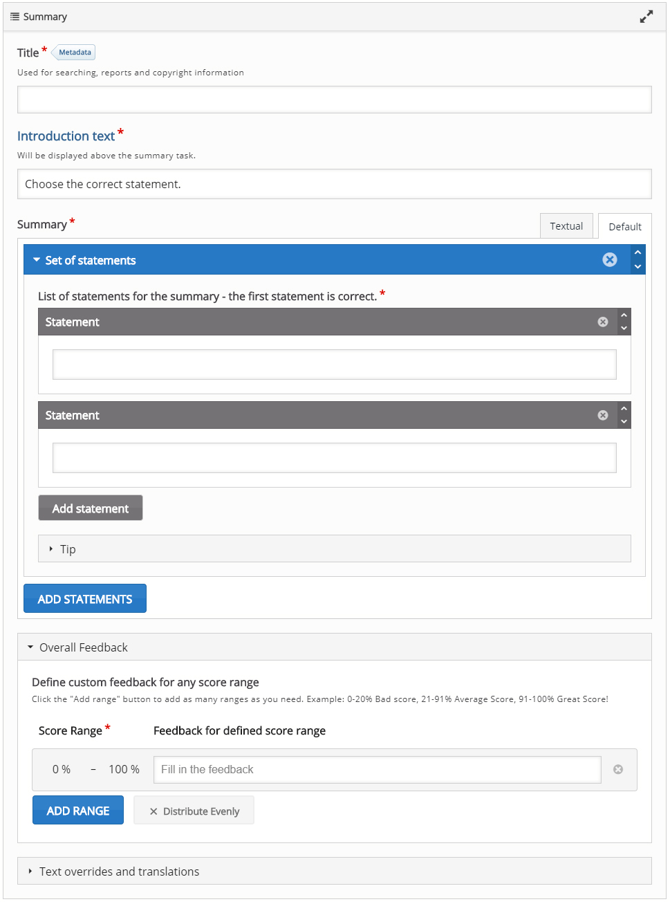 Summary editor