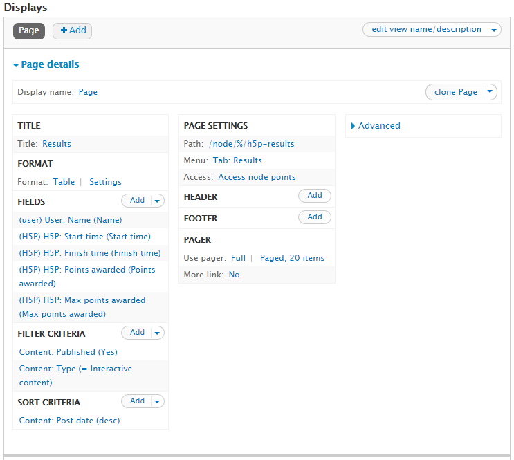 Picture of H5P's views integration