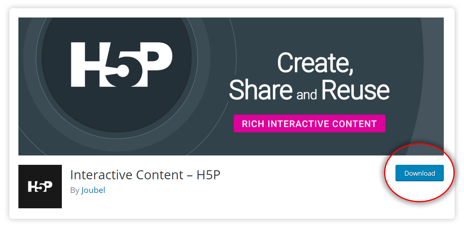 Download H5P plugin from wordpress.org