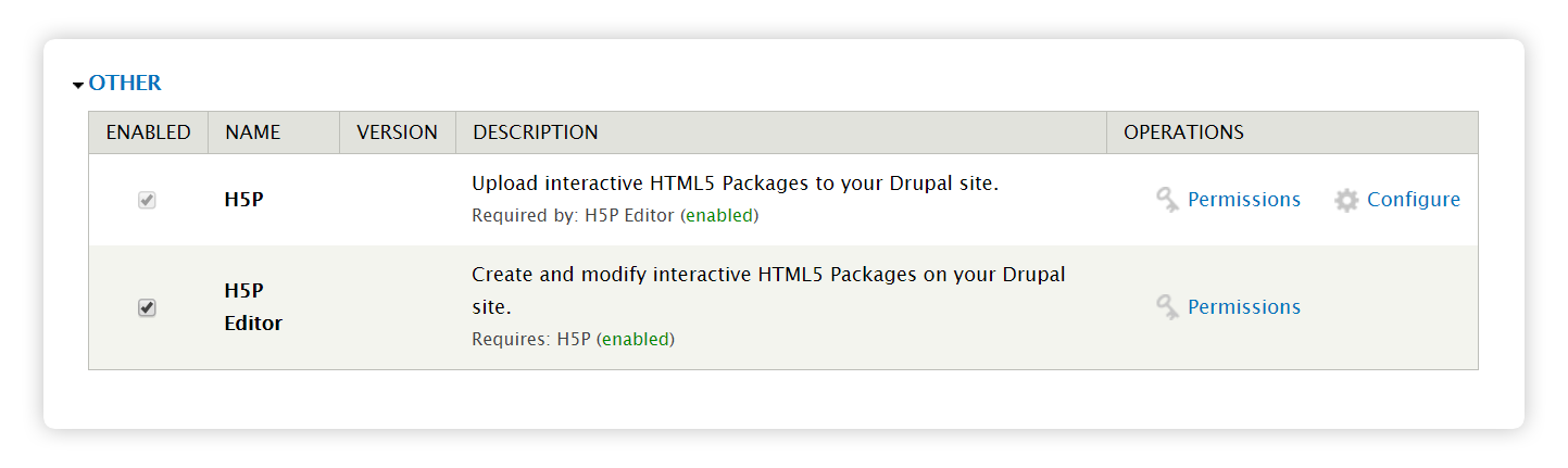Enable H5P module Drupal