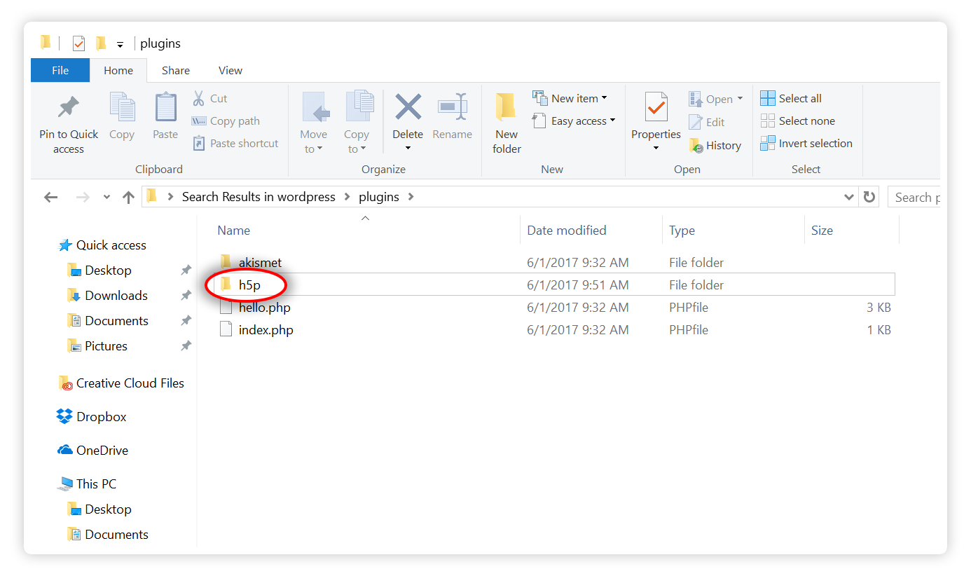 H5P plugin manual install