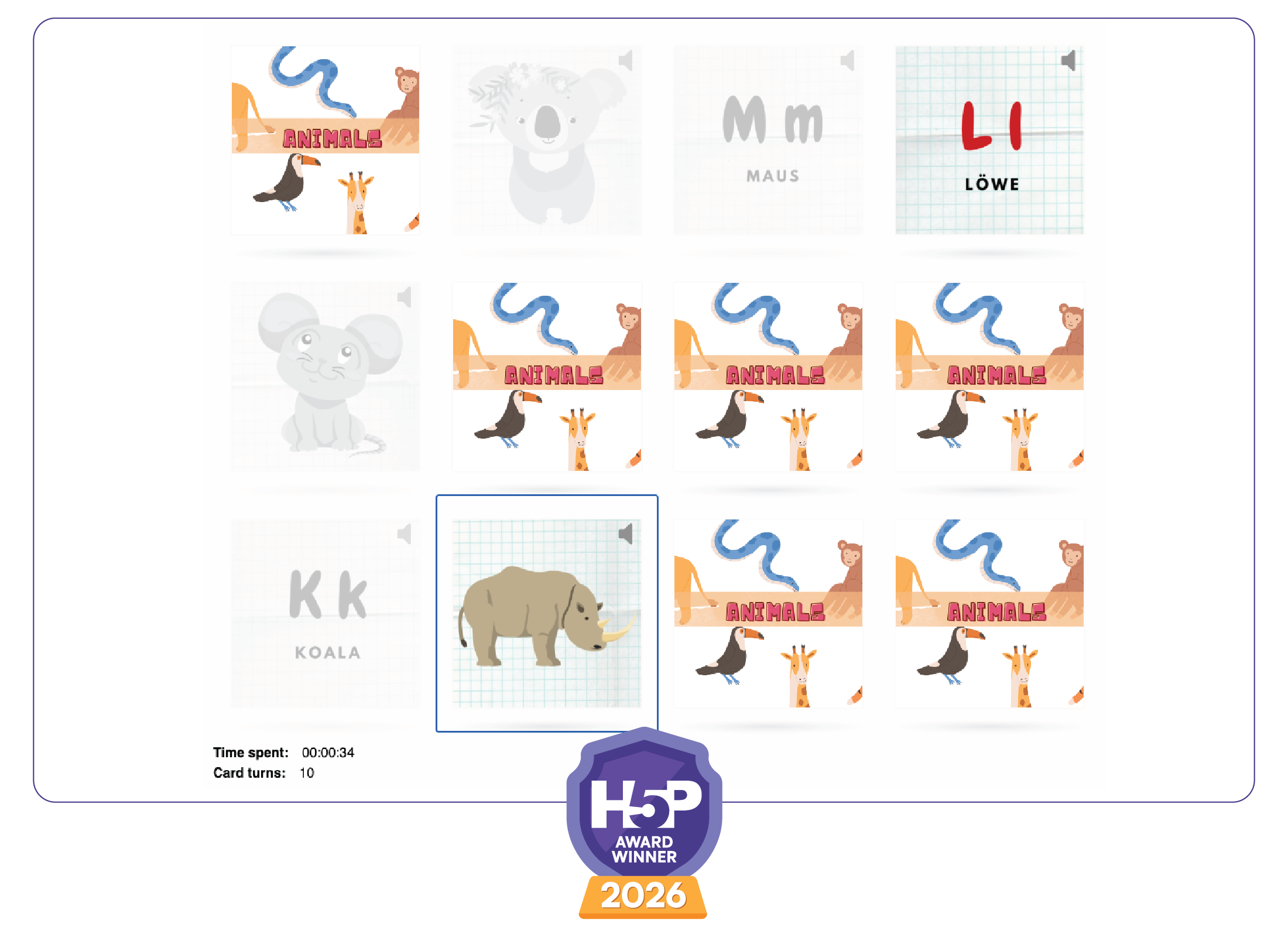 2026 H5P Award - Best Memory Game Activity