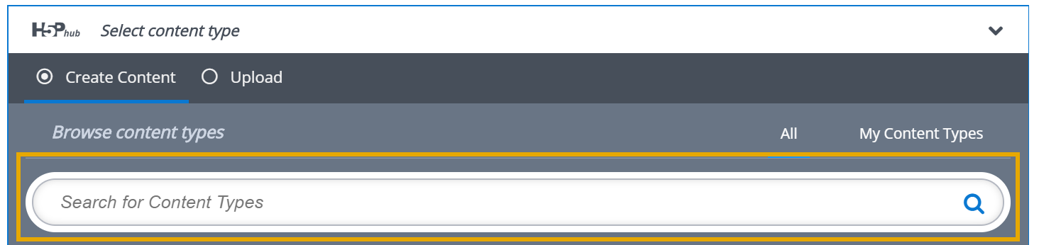 An image showing how to search through content types